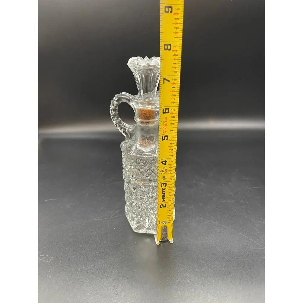 Vintage Wexford Anchor Hocking Glass Oil Vinegar Cruet Bottle with Stopper 7.5